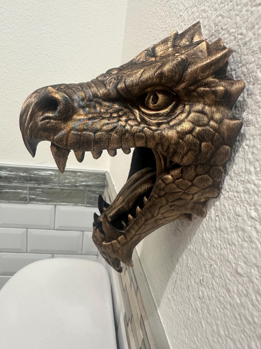 Fantasy Dragon Wall Sculpture — Gold Finish