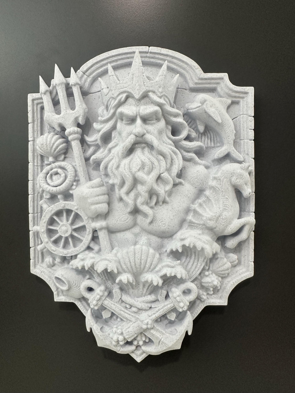 Poseidon Wall Plaque Ocean God Decor Nautical Wall Art Greek Mythology Sea King Sculpture Coastal Home Decor 9x6x2”