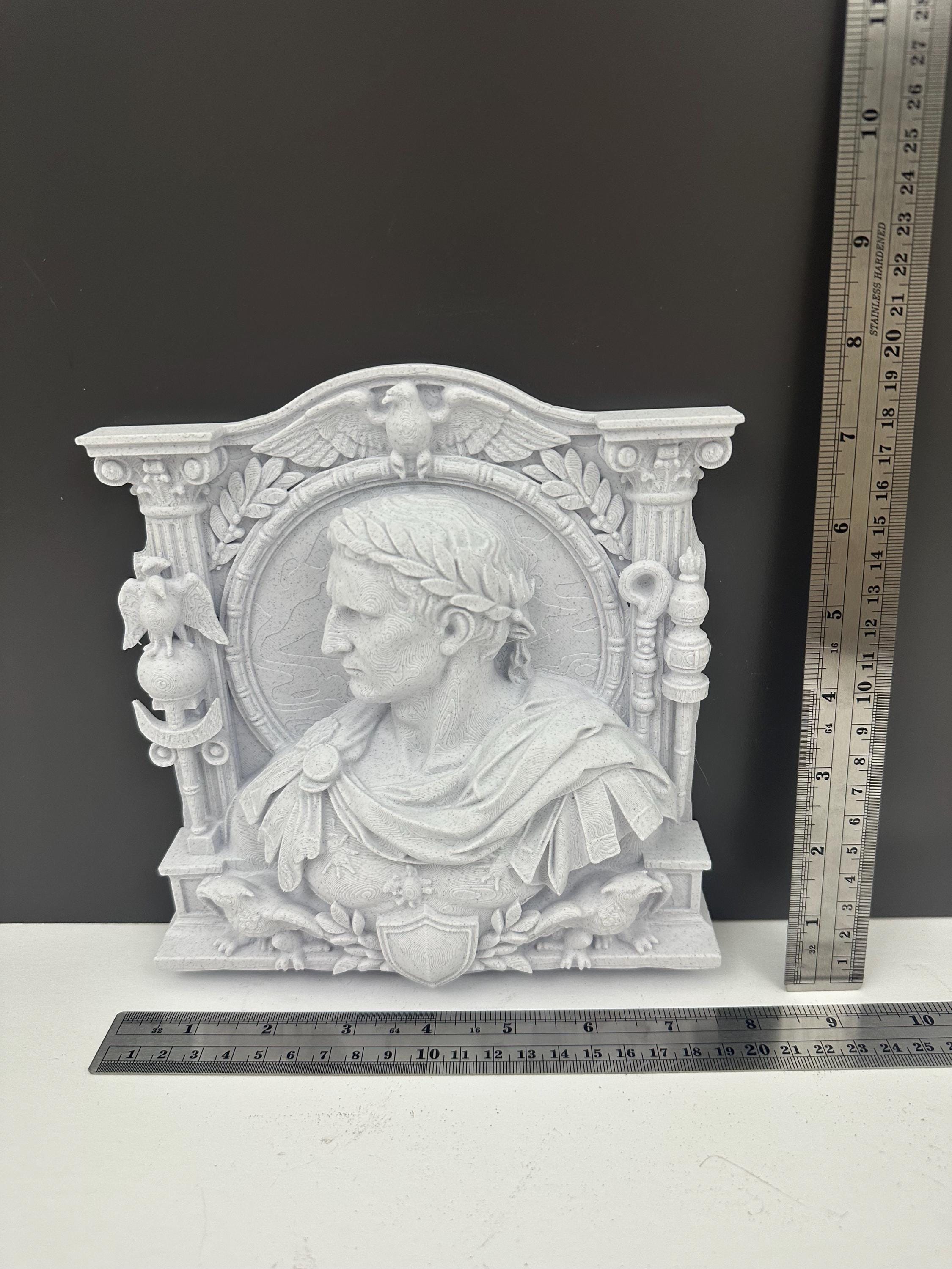 Roman Emperor Julius Caesar Wall Plaque Sculpture | Classical Roman Bust Relief | Ancient Rome Wall Decor | Roman Empire Art