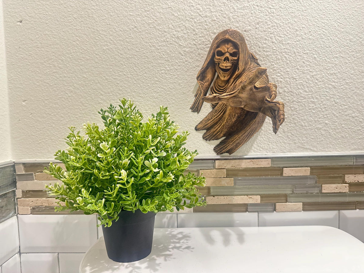 Grim Reaper Wall Mount with Skeleton Hand