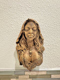 Gothic Hooded Woman with Eyes Sewn Shut Wall Sculpture