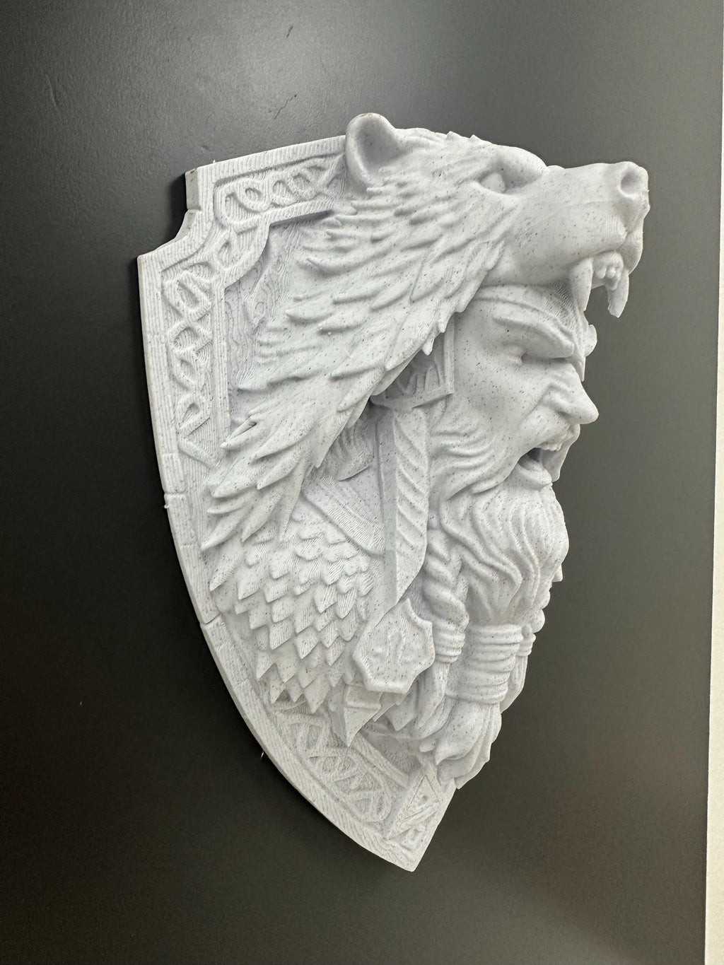 Viking Berserker Bear Helmet Wall Plaque - Norse Warrior Wall Decor - Nordic Shield Sculpture - Viking Wall Art - Mythology Decor 9x6x3.5
