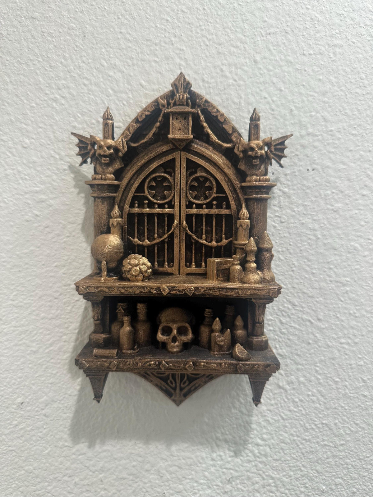 Gothic Cathedral Wall Shelf Skull Decor