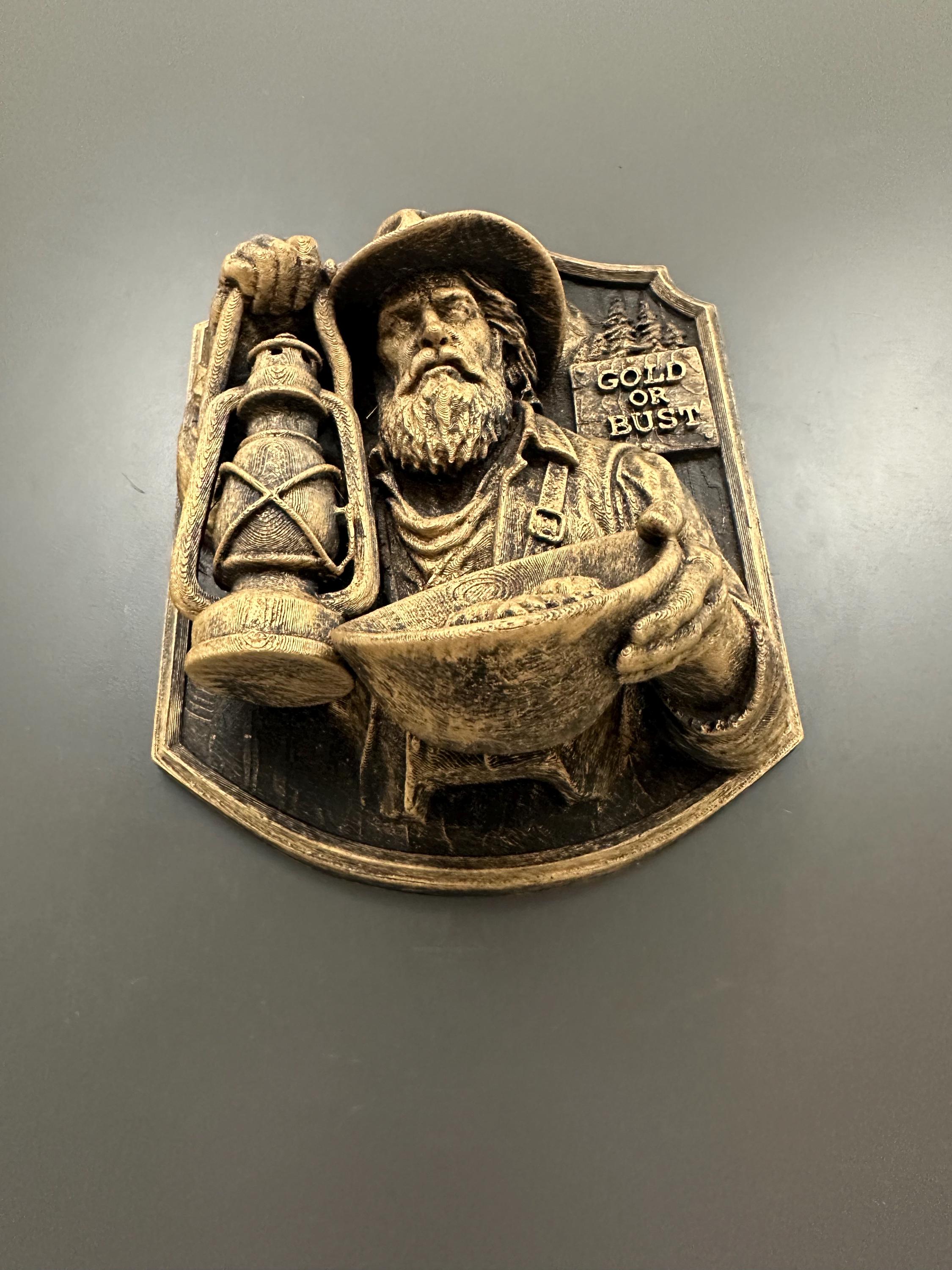 Gold Miner Wall Sculpture - Western Prospector Wall Decor - Gold Rush Wall Mount, Rustic Cowboy Cabin Decor - Old West Miner Art