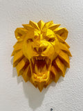 Gold Geometric Lion Head Wall Sculpture