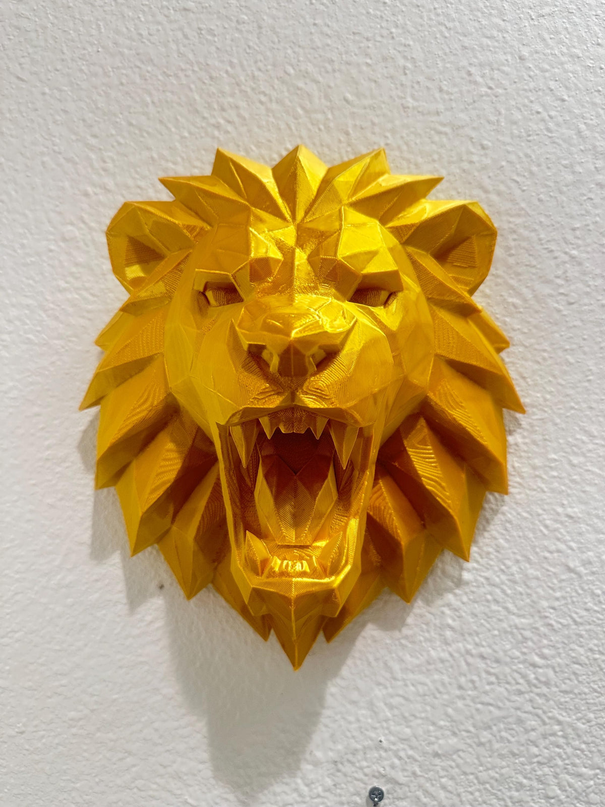 Gold Geometric Lion Head Wall Sculpture