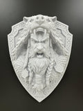 Viking Berserker Bear Helmet Wall Plaque - Norse Warrior Wall Decor - Nordic Shield Sculpture - Viking Wall Art - Mythology Decor 9x6x3.5
