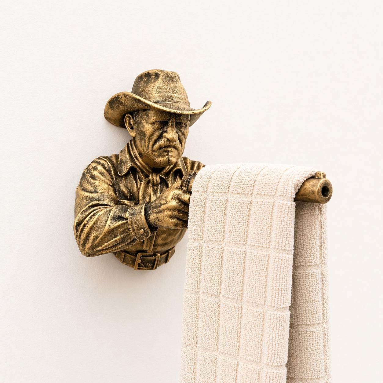 Western Cowboy Shotgun Hand Towel Holder - Rustic Wall Mounted Bathroom Decor - Cowboy Wall Sculpture - Man Cave Decor - Western Wall Art