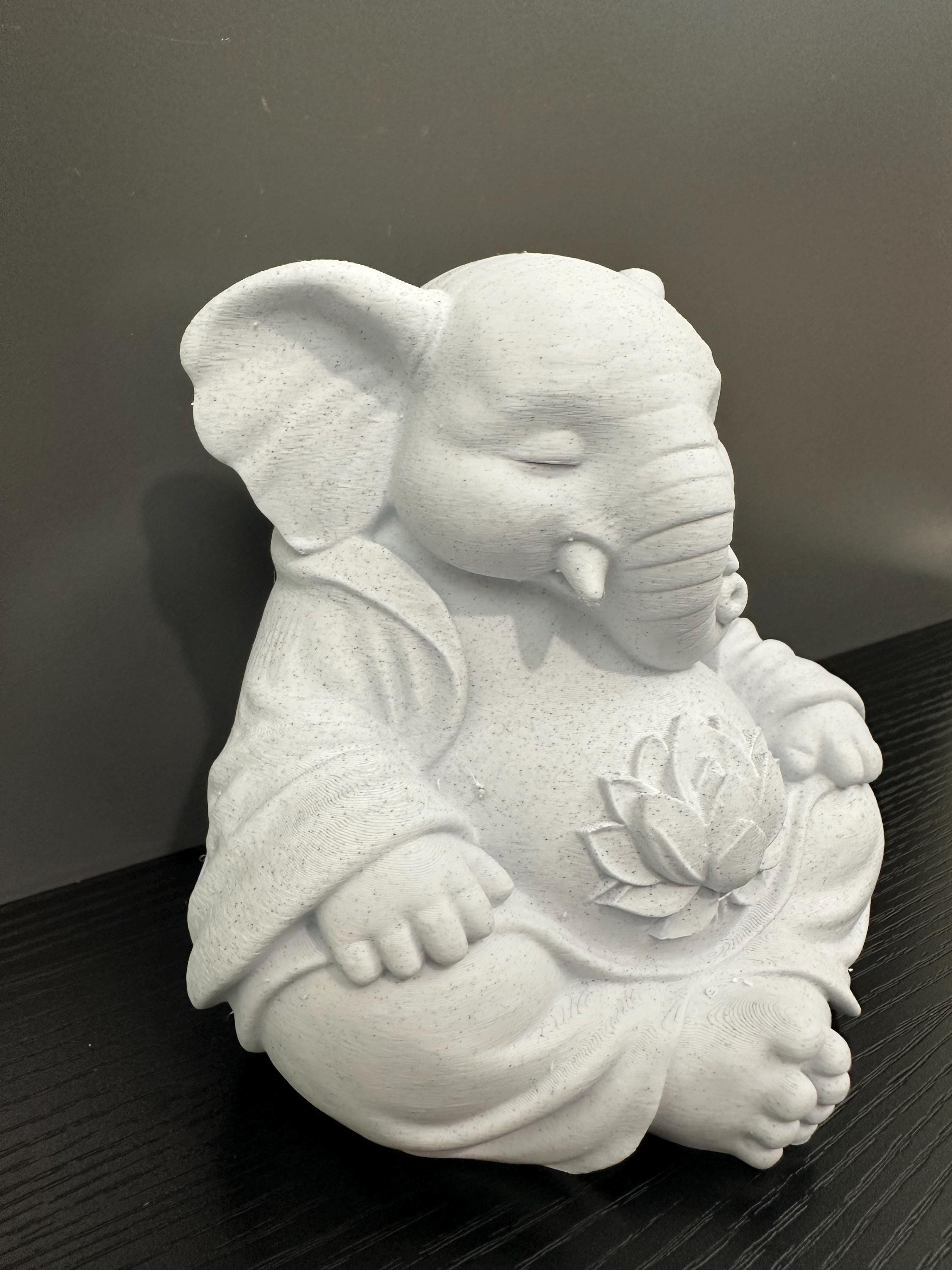 Meditating Buddha Elephant Figurine - Zen Yoga Decor Statue - Spiritual Elephant Sculpture with Lotus - Meditation Room Decor - Peaceful 6”