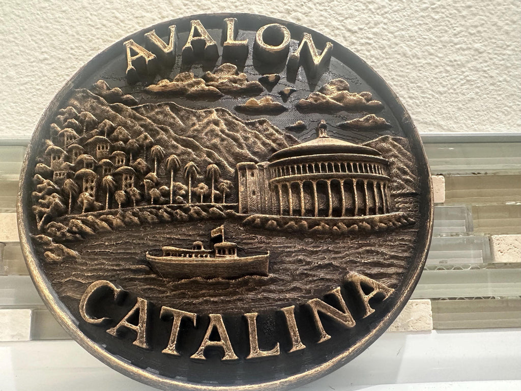 Limited Hand Painted Avalon Bay Santa Catalina Island 8” x 8” 3d Relief Wall Art Plaque Casino Sculpture