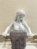 Greek Goddess Hand Towel Holder - Classical Bathroom Wall Decor - Greek Statue Towel Bar - Elegant Bath Art - Ancient Roman Statue 9”