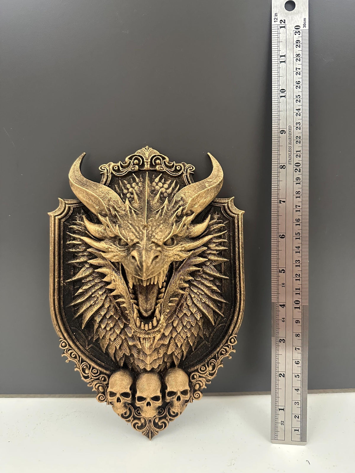 Gothic Dragon Wall Plaque Skull Decor
