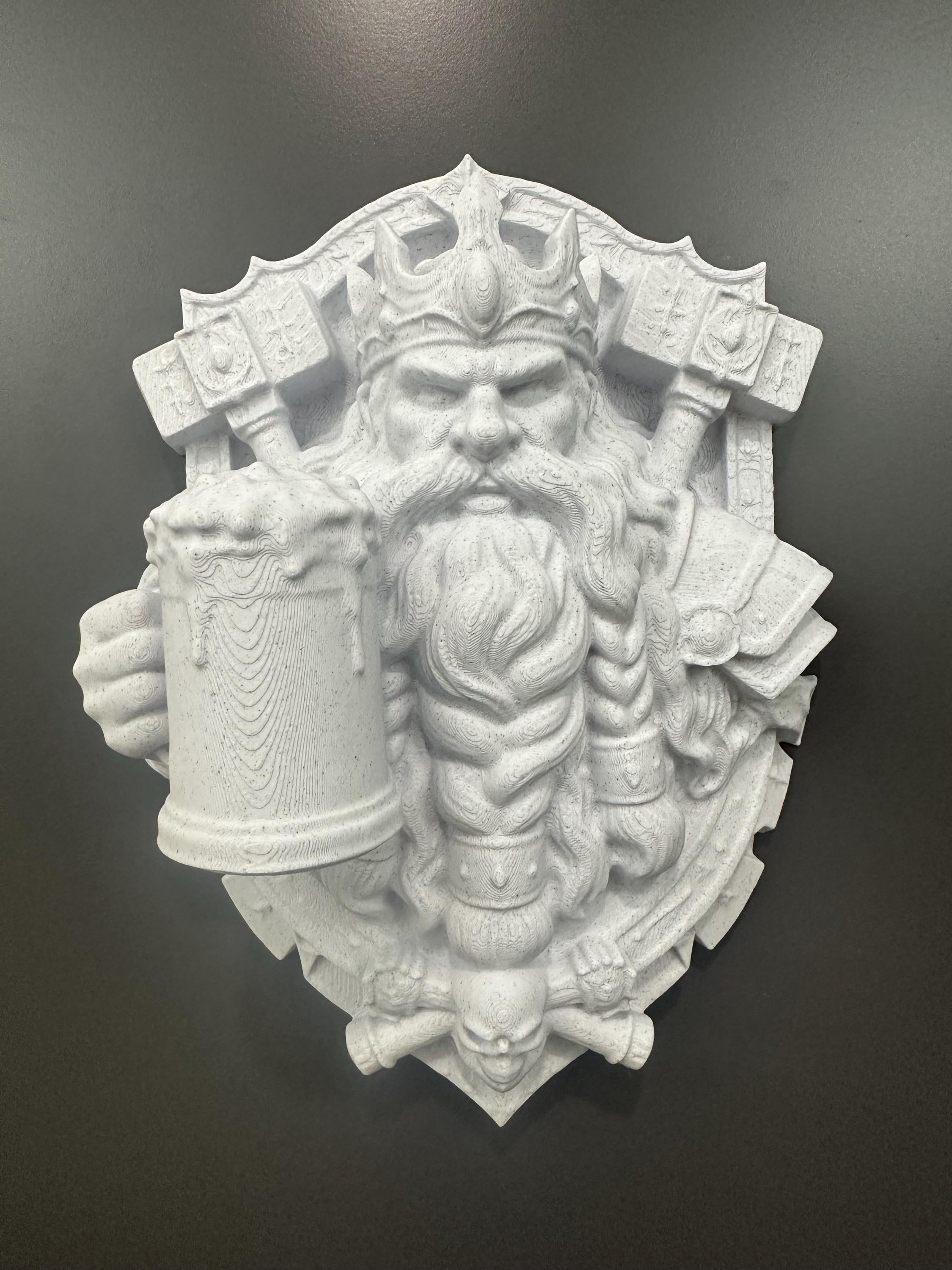 Dwarf Ale King Wall Sculpture - Fantasy Tavern Decor - Medieval Dwarf Plaque - Man Cave Bar Wall Art - Gamer RPG Room Gift 9x7x3.5”
