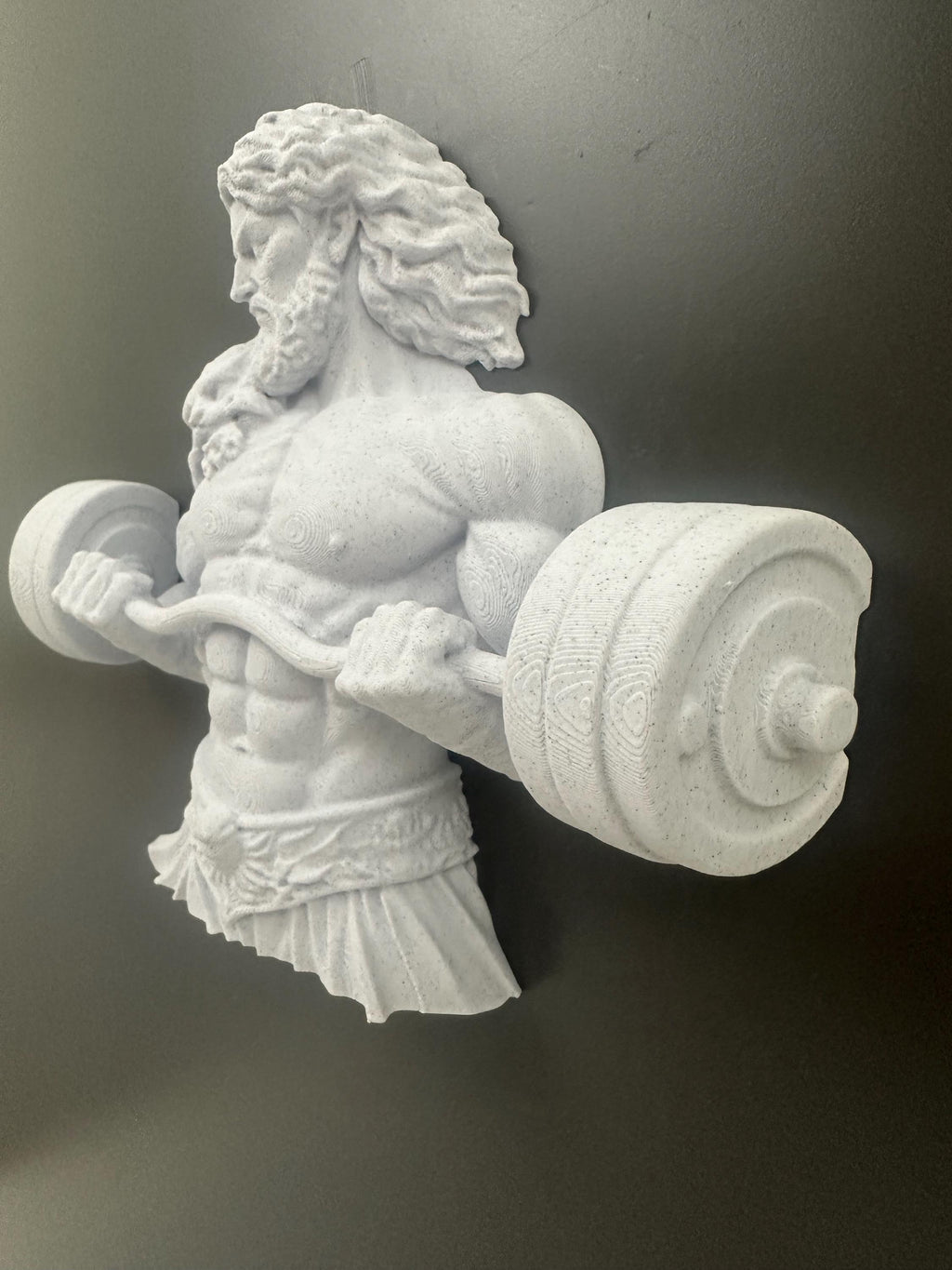 Hercules Barbell Wall Decor - Greek God Gym Wall Art - Bodybuilding Fitness Sculpture - Strongman Workout Decor