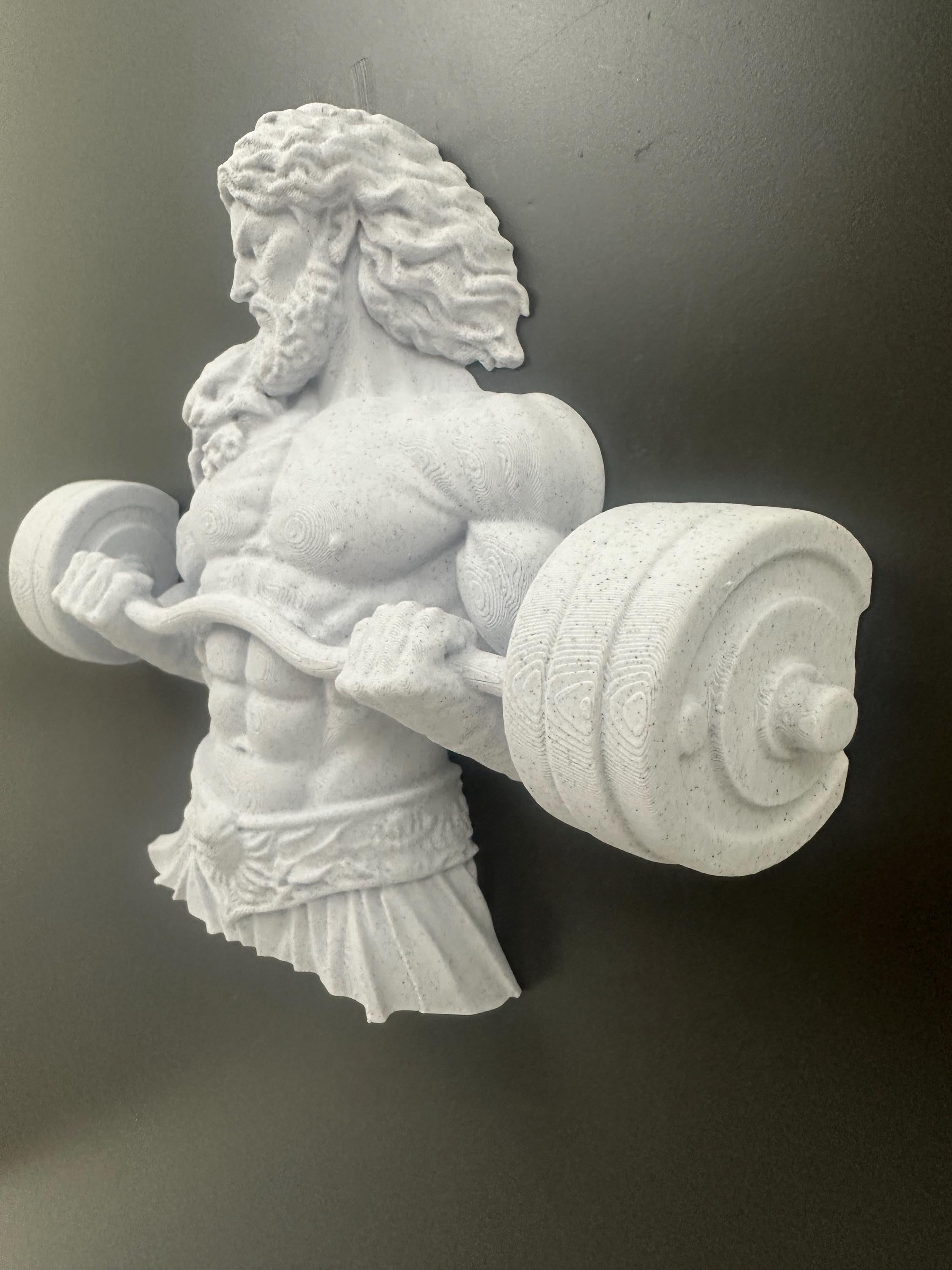 Hercules Barbell Wall Decor - Greek God Gym Wall Art - Bodybuilding Fitness Sculpture - Strongman Workout Decor