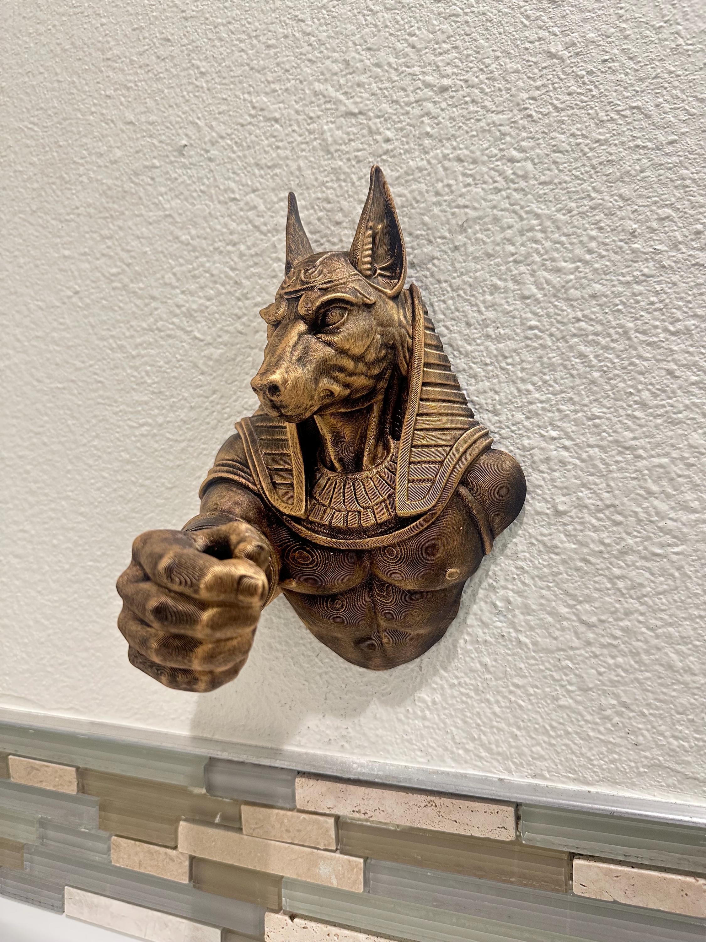 Hand Painted Anubis Wall Mount Sculpture - Egyptian God Mythology Wall Art - Gothic Wall Decor - Dark Fantasy Home Decor 9x7x6