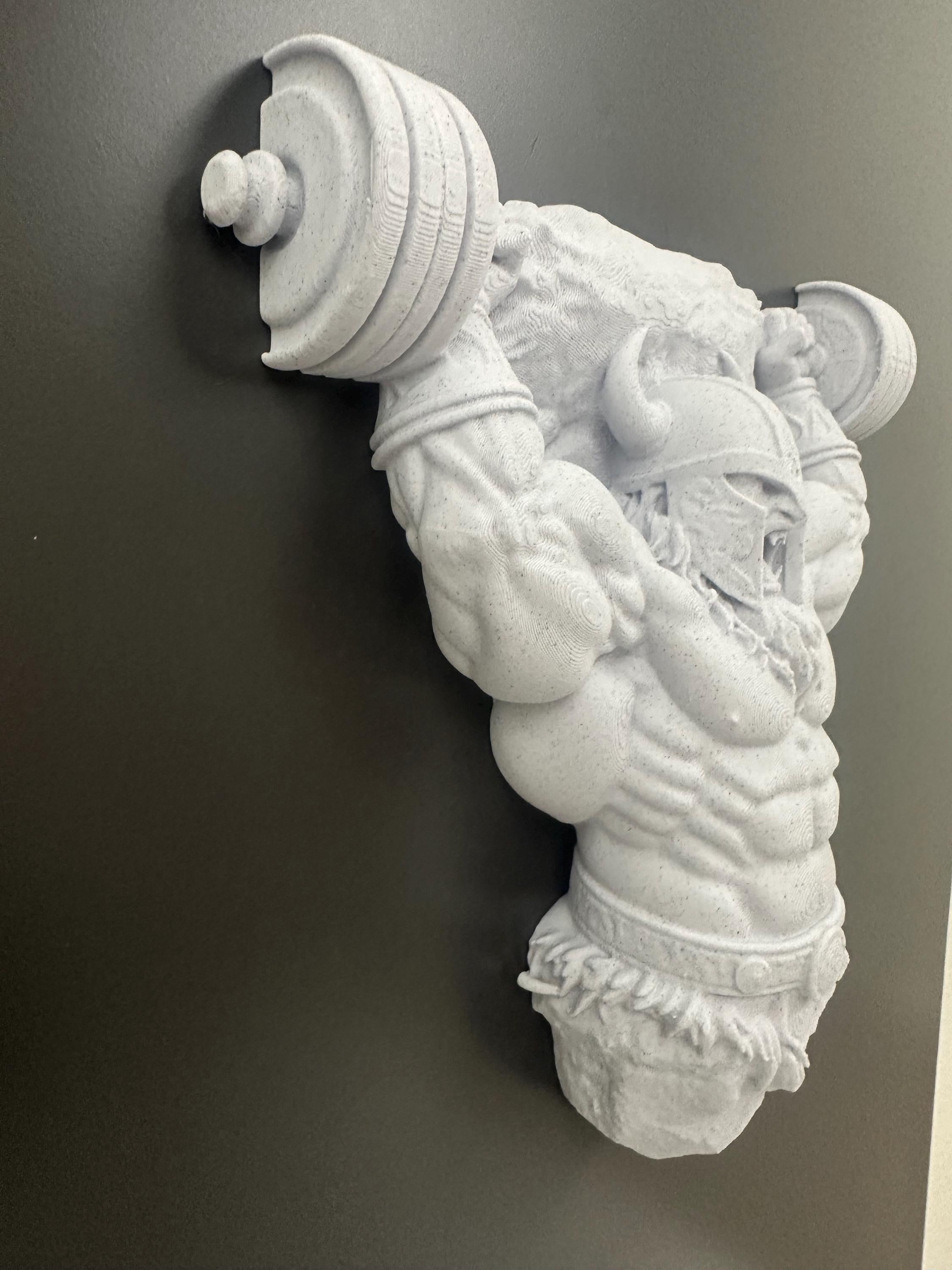 Viking Wall Decor Barbell Sculpture - Gym Wall Art - Norse Warrior Fitness Decor - Bodybuilding Wall Hanging - Weightlifting Gift