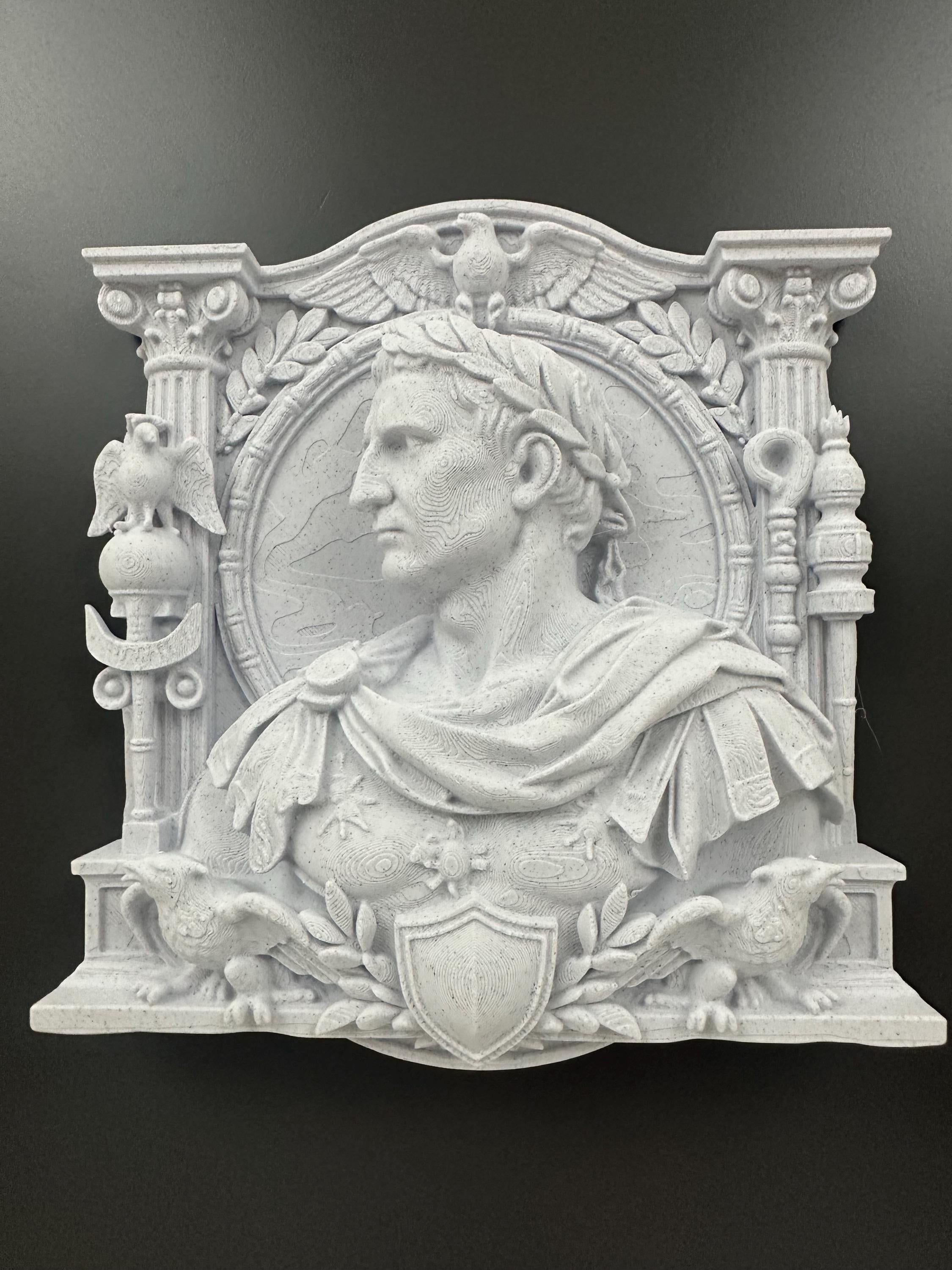 Roman Emperor Julius Caesar Wall Plaque Sculpture | Classical Roman Bust Relief | Ancient Rome Wall Decor | Roman Empire Art