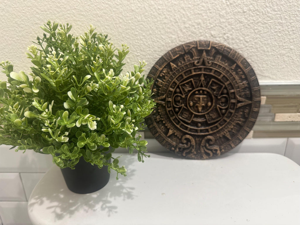 8” x 8” Mayan Calendar Aztec Ancient Civilization 3d Relief Antique Relief Round Wall Art Home Decor Plaque Hanging Sculpture Statue