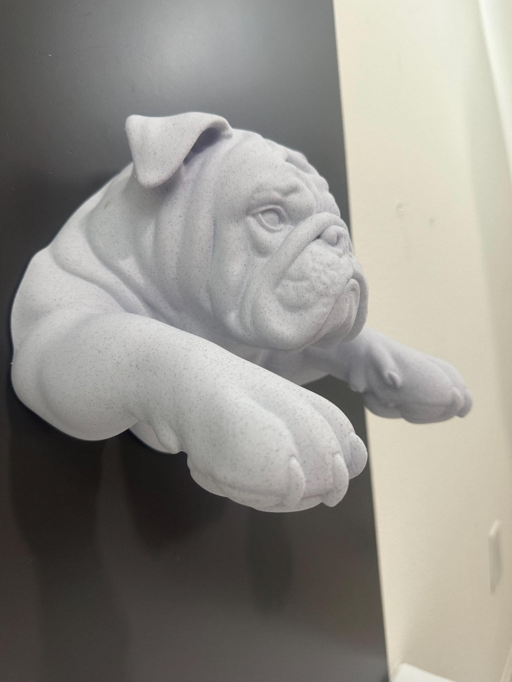 English Bulldog Hand Towel Holder Wall Mount - Dog Bathroom Decor - White Bulldog Wall Sculpture - Towel Rack - Bulldog Lover Gift