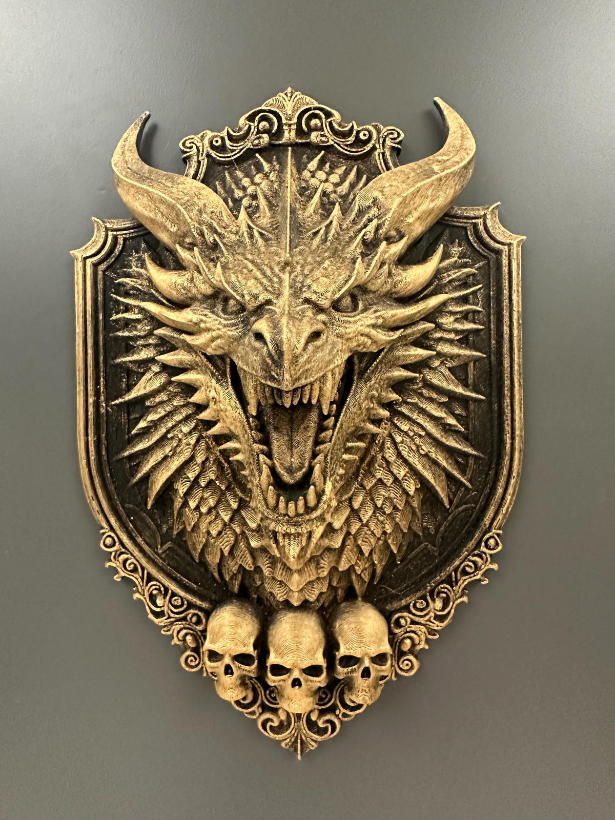 Gothic Dragon Wall Plaque Skull Decor