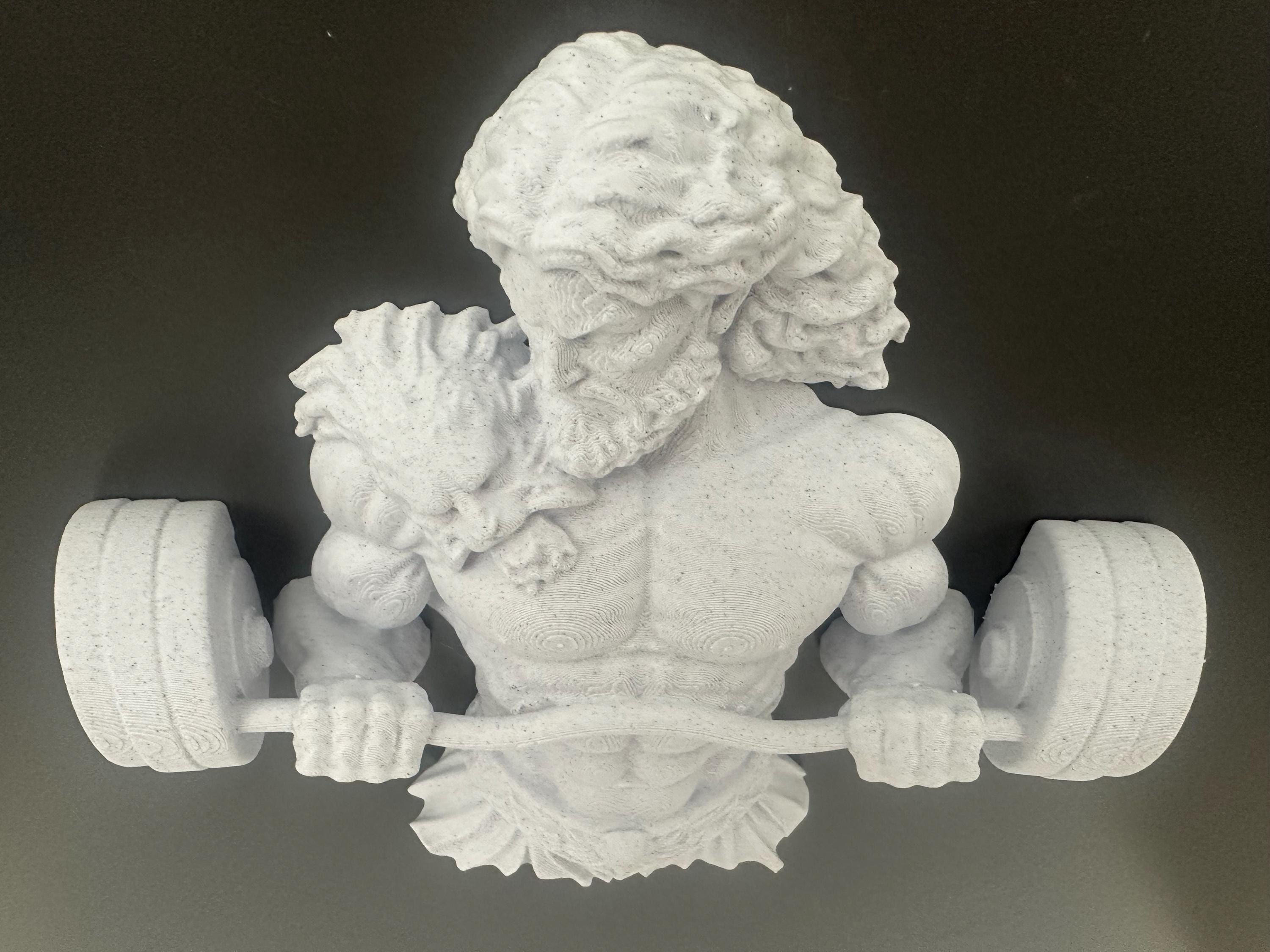 Hercules Barbell Wall Decor - Greek God Gym Wall Art - Bodybuilding Fitness Sculpture - Strongman Workout Decor