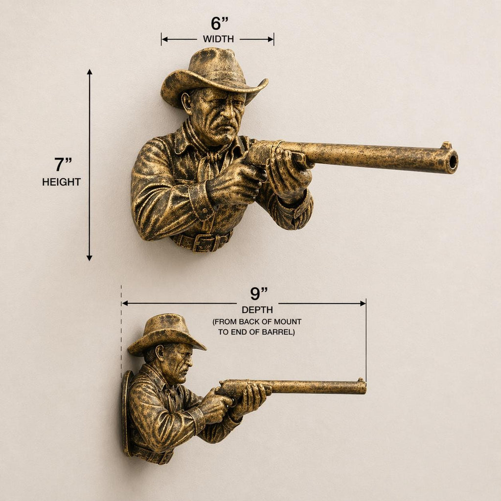 Western Cowboy Shotgun Hand Towel Holder - Rustic Wall Mounted Bathroom Decor - Cowboy Wall Sculpture - Man Cave Decor - Western Wall Art