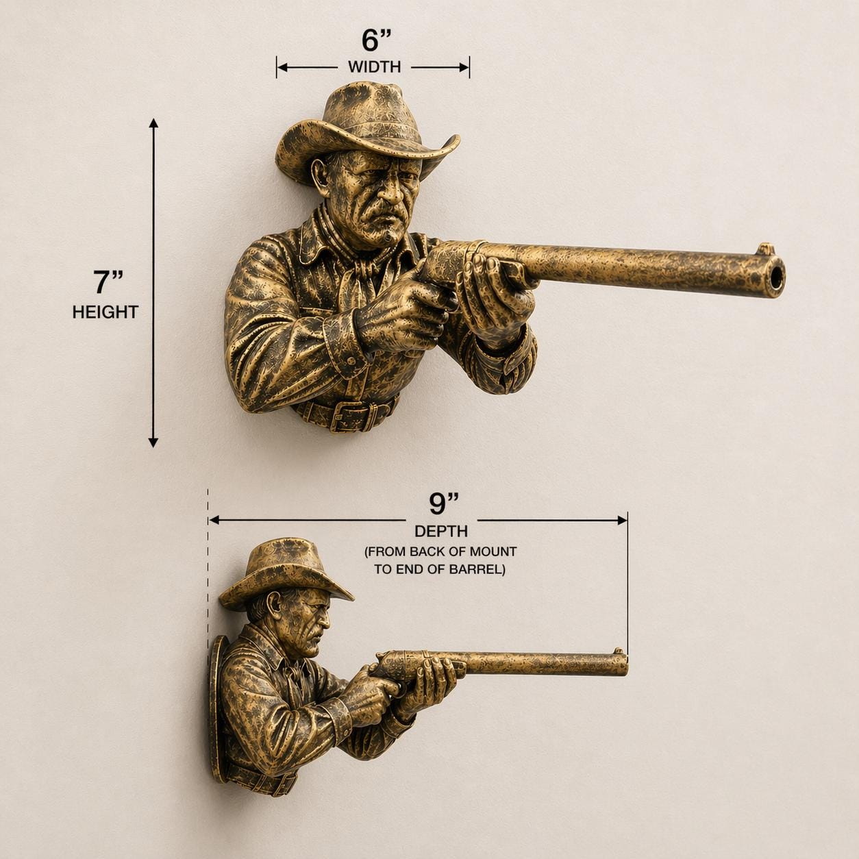 Western Cowboy Shotgun Hand Towel Holder - Rustic Wall Mounted Bathroom Decor - Cowboy Wall Sculpture - Man Cave Decor - Western Wall Art