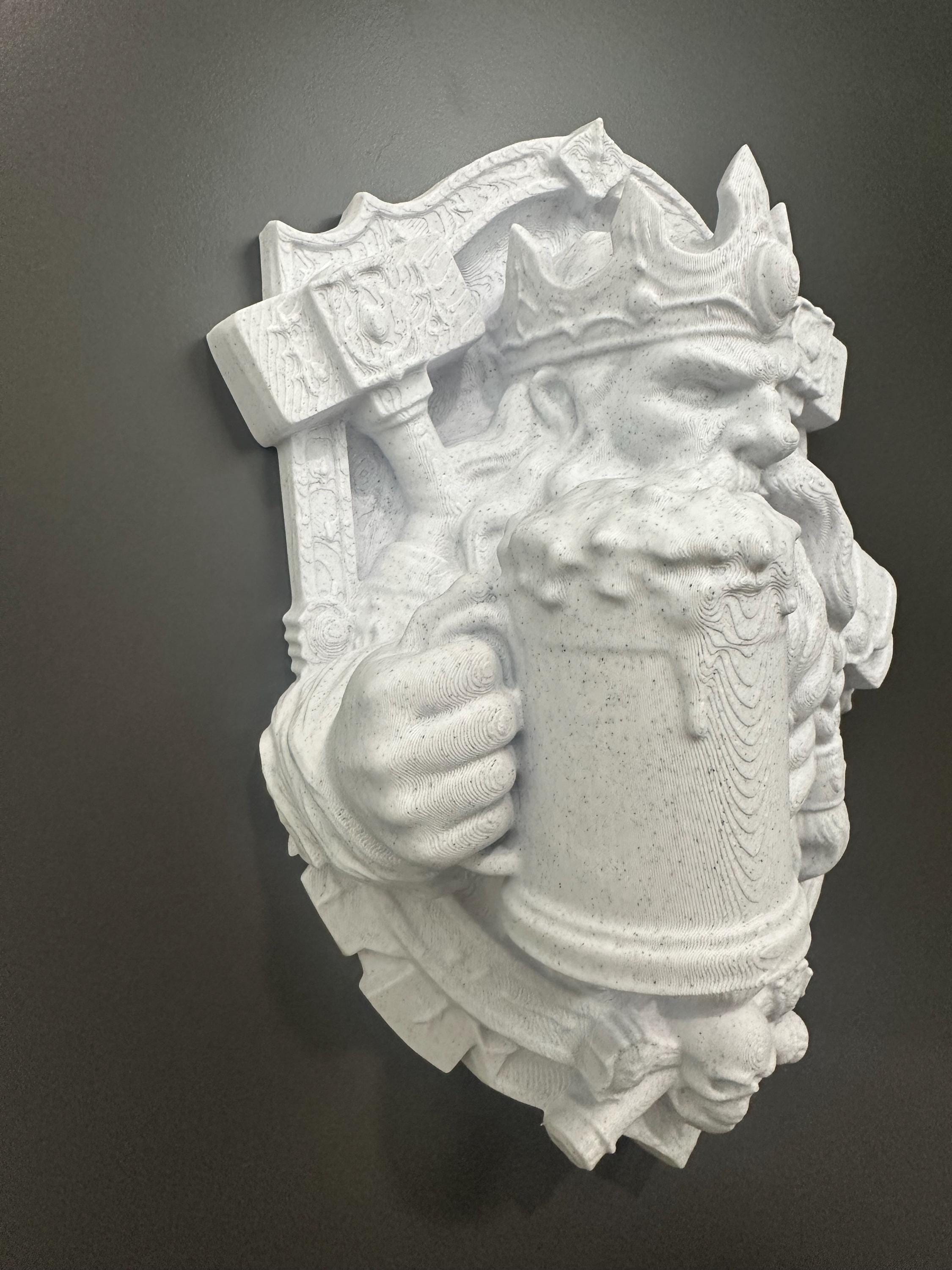 Dwarf Ale King Wall Sculpture - Fantasy Tavern Decor - Medieval Dwarf Plaque - Man Cave Bar Wall Art - Gamer RPG Room Gift 9x7x3.5”