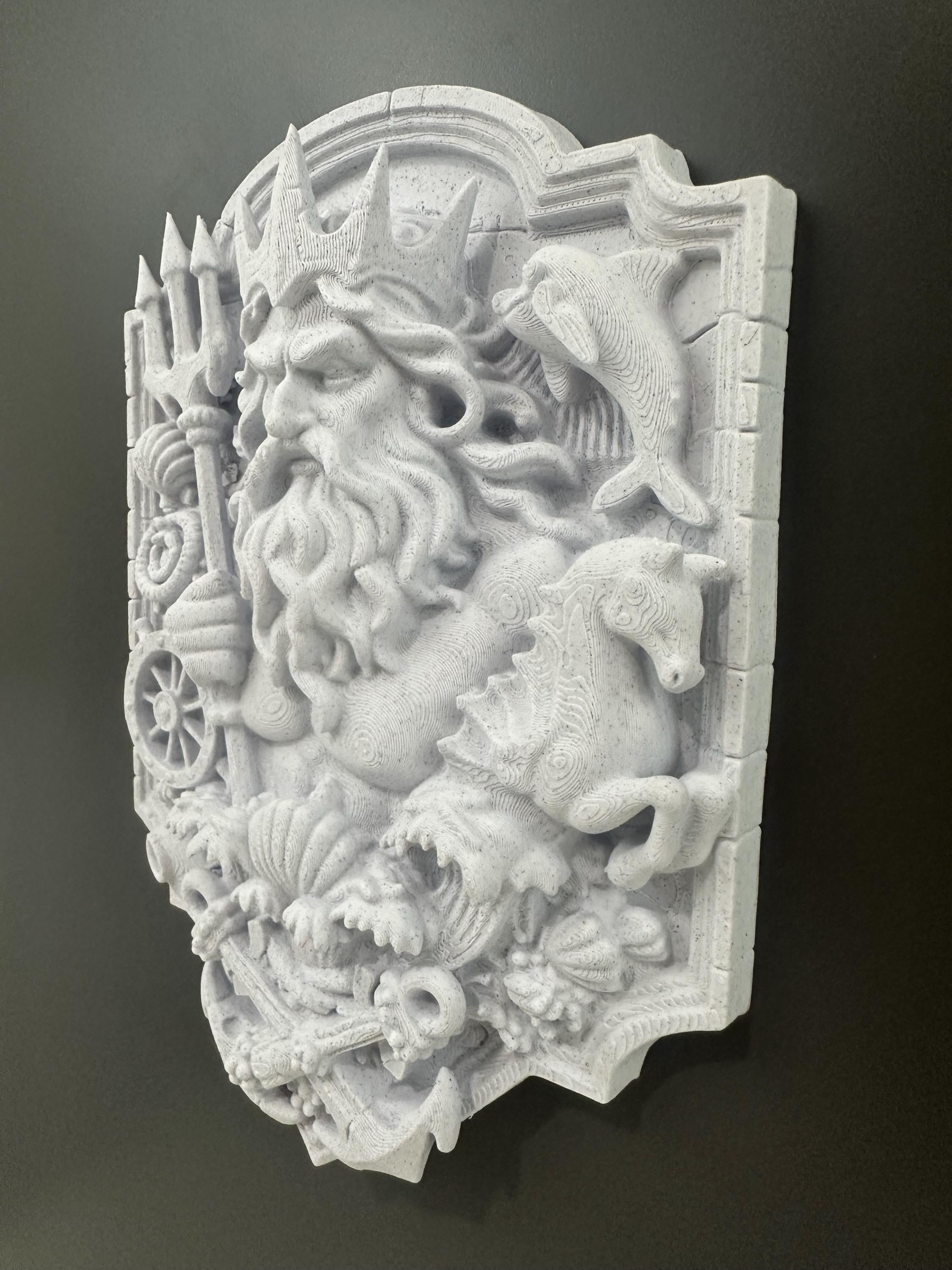 Poseidon Wall Plaque Ocean God Decor Nautical Wall Art Greek Mythology Sea King Sculpture Coastal Home Decor 9x6x2”