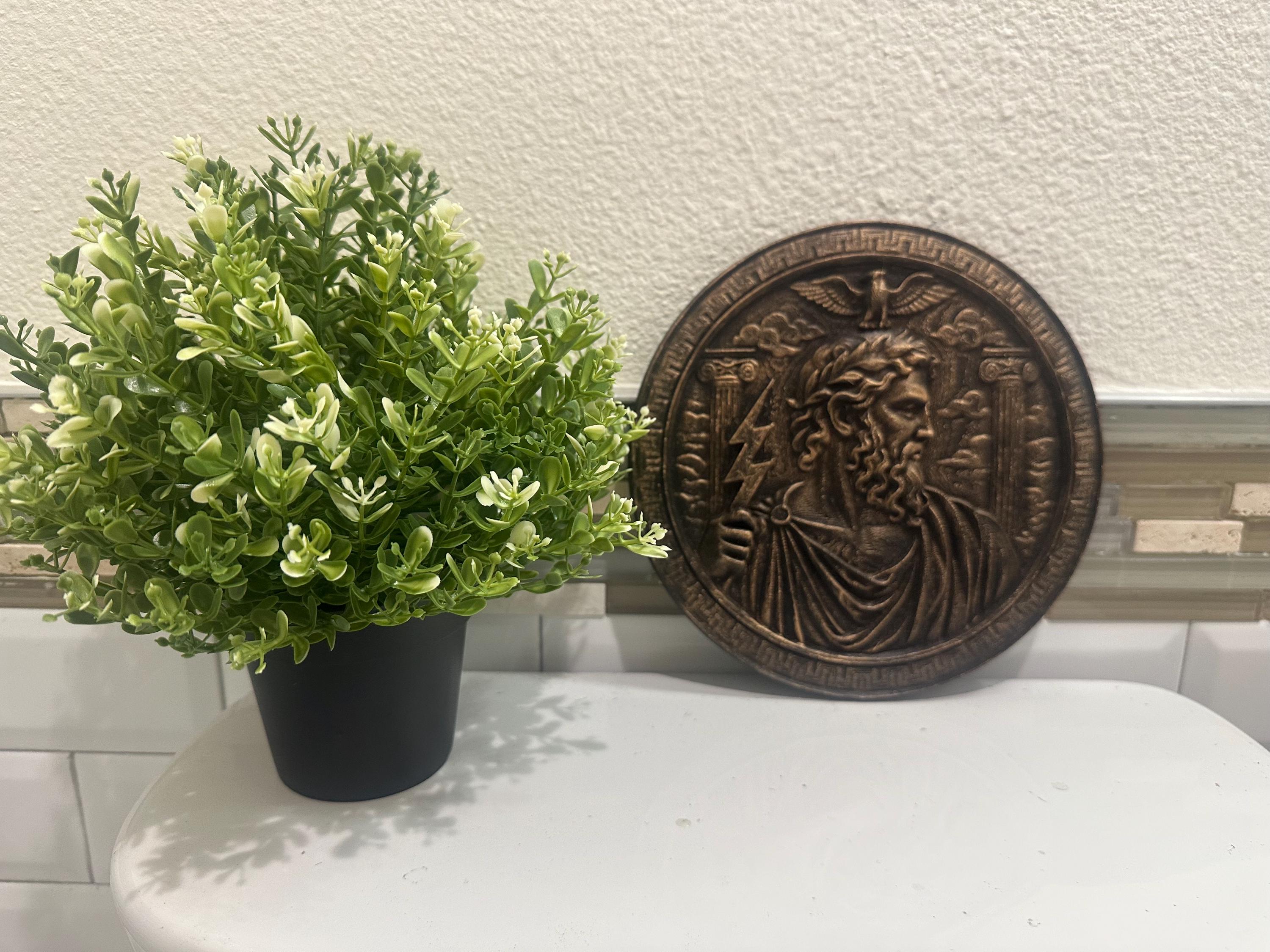Hand Painted 8” x 8” Zues God Of Thunder Wall Plaque Art Sign 3d Relief Sculpture Home Decor - Greek Mythology