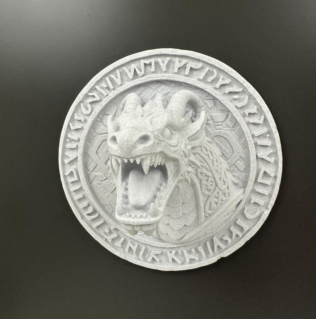 Viking Dragon Wall Plaque - Norse Dragon Runestone - Nordic Dragon Wall Art - Norse Mythology Decor - Medieval Fantasy Dragon Sculpture