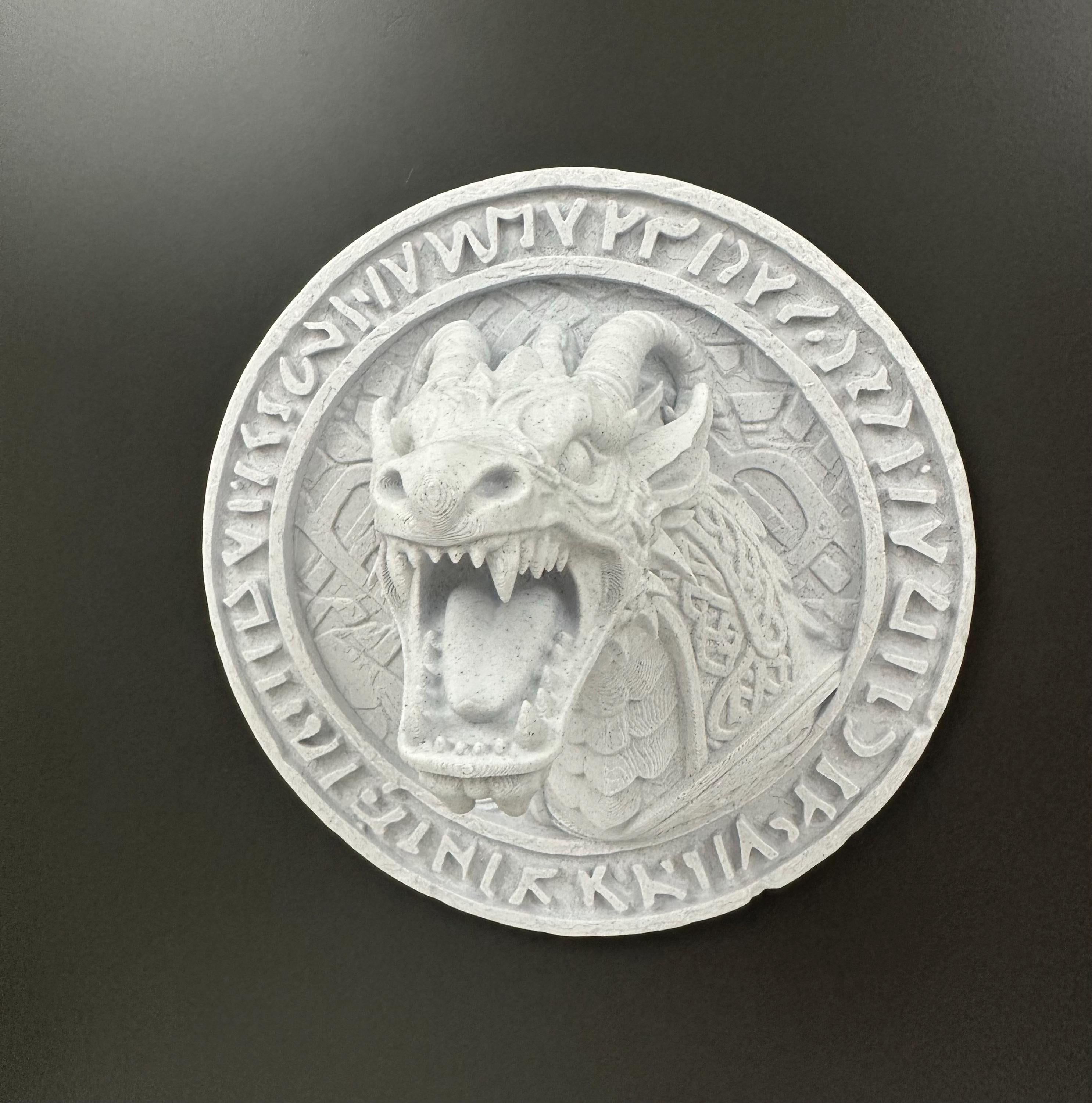 Viking Dragon Wall Plaque - Norse Dragon Runestone - Nordic Dragon Wall Art - Norse Mythology Decor - Medieval Fantasy Dragon Sculpture
