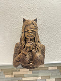 Gothic Occult Cat Girl Wall Sculpture