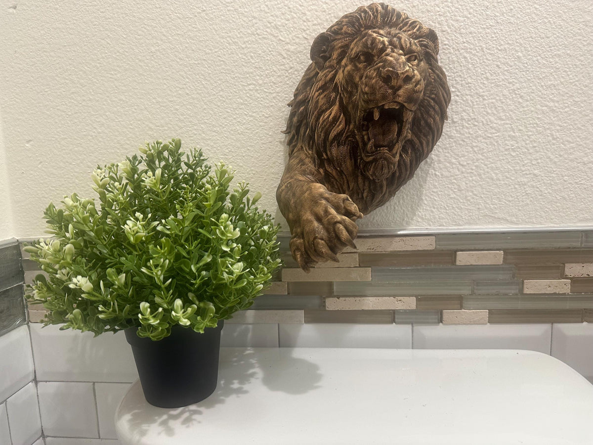 Fierce Lion Head Wall Sculpture — Two Sizes