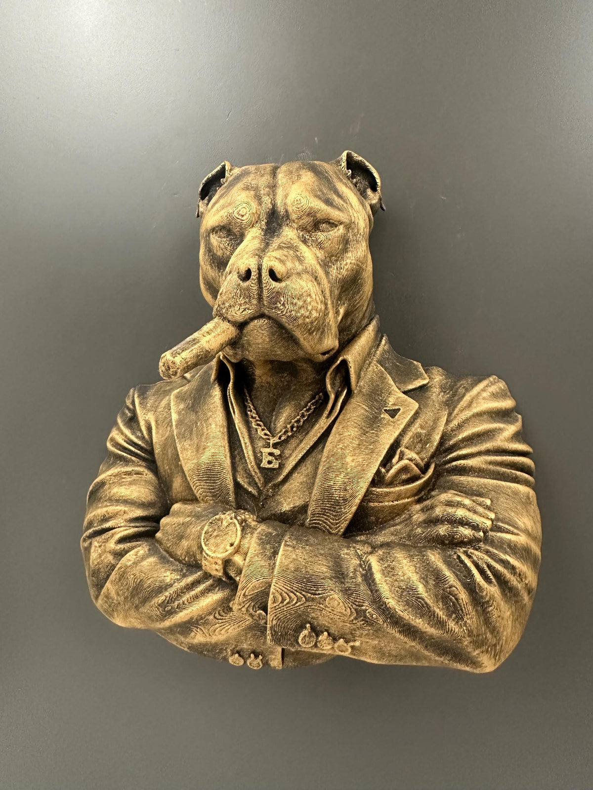 Pitbull Mob Boss Wall Sculpture
