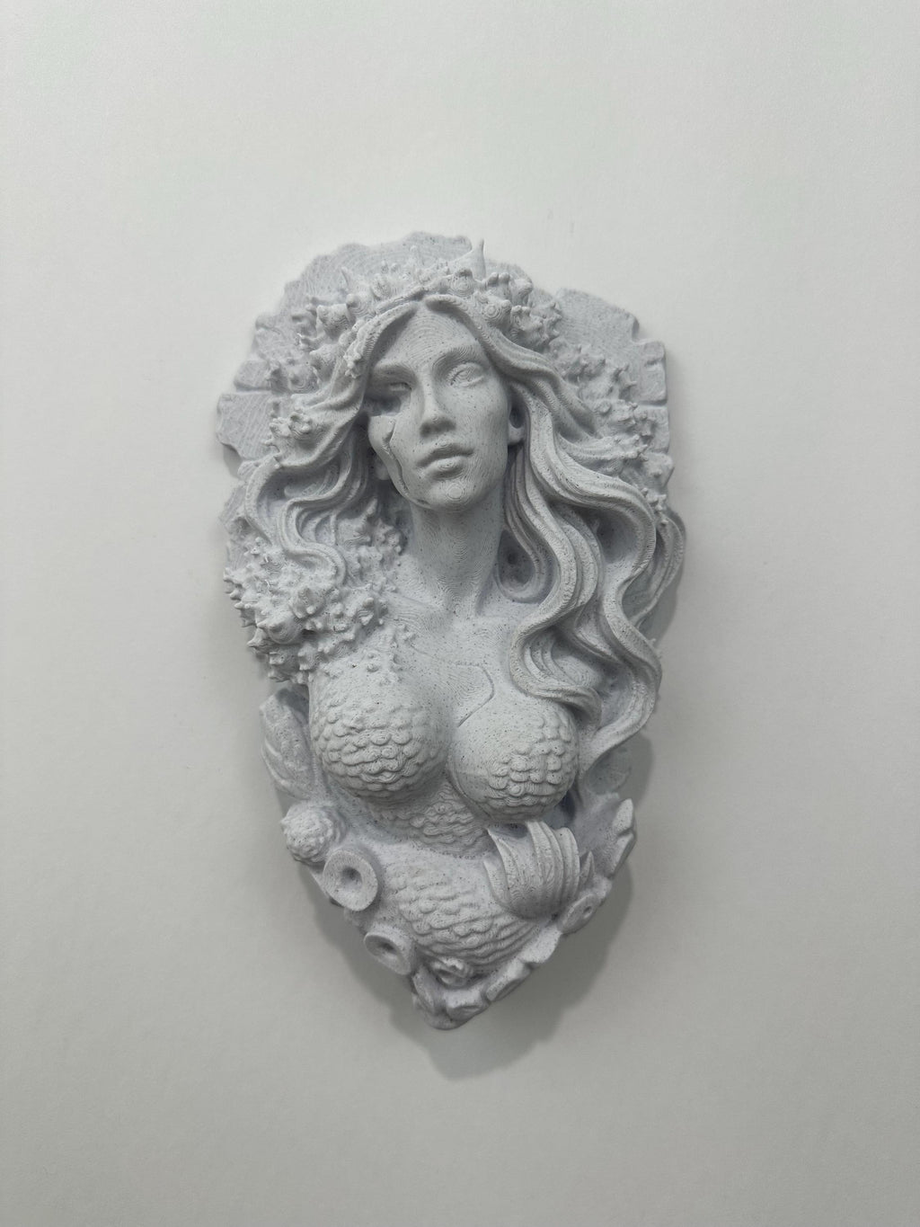 Gothic Mermaid Siren Wall Sculpture - Mythology Sea Goddess Statue Wall Decor - Dark Ocean Fantasy Art - Nautical Home Decor 9x6x3 Stone
