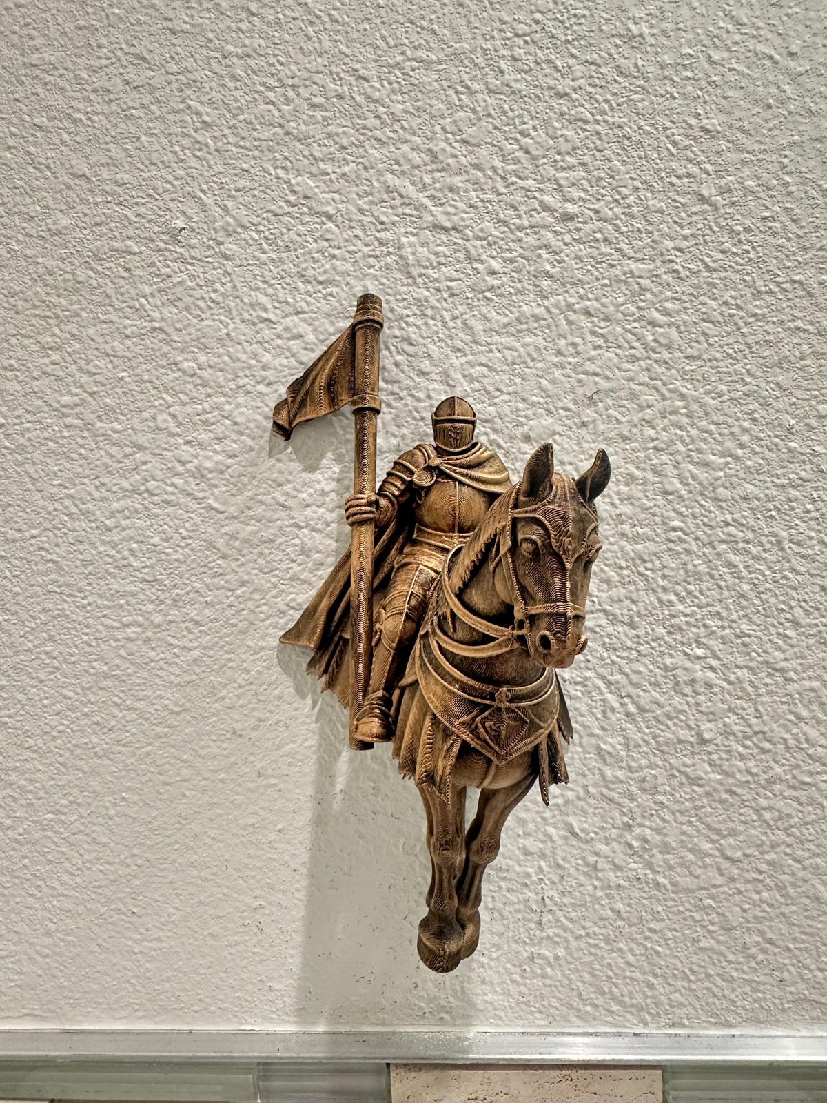 Medieval Knight on Horse Wall Sculpture