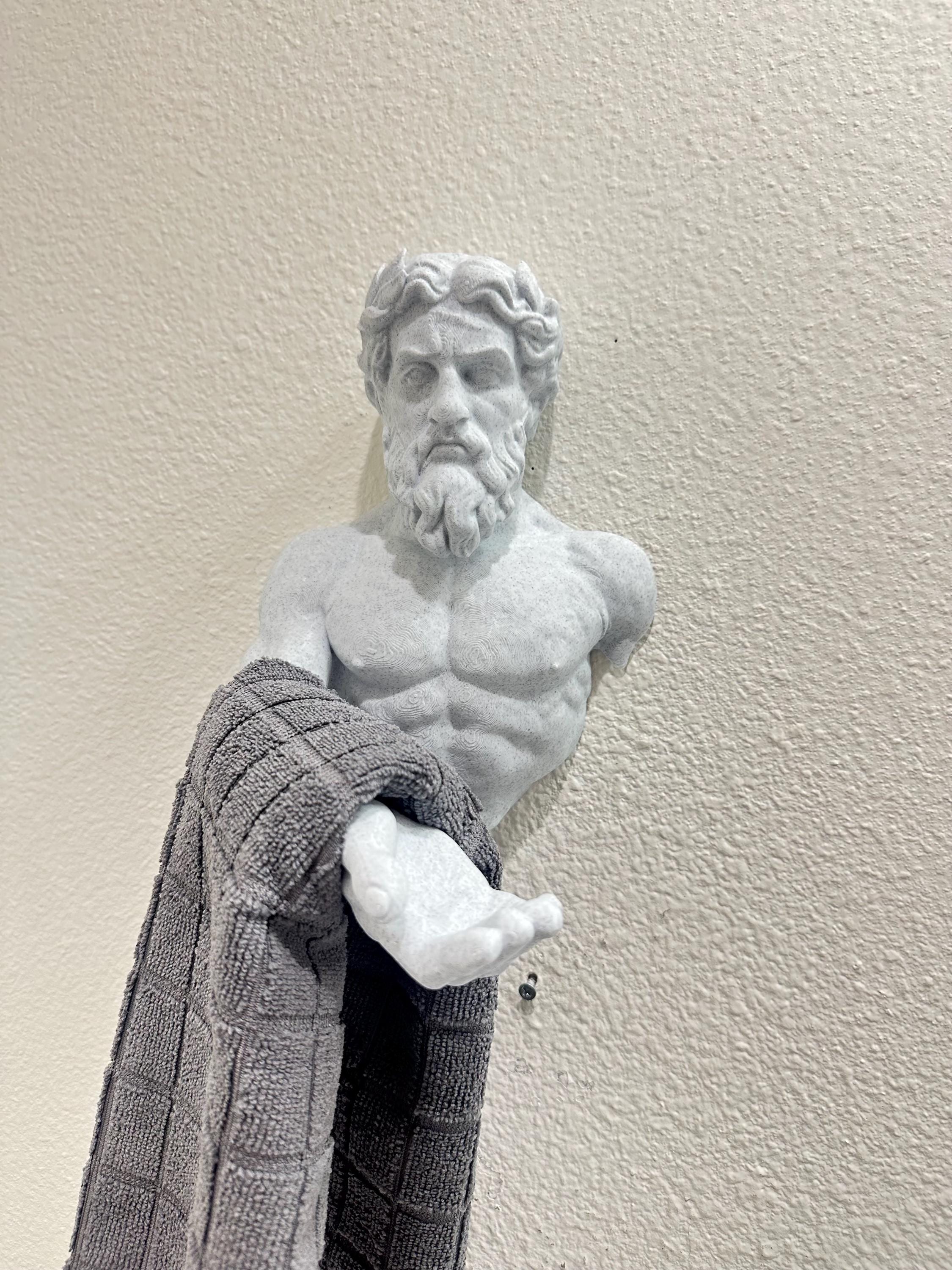 Greek God Hand Towel Holder Wall Sculpture - Classical Roman Statue Bathroom Decor - Greek Mythology Wall Art