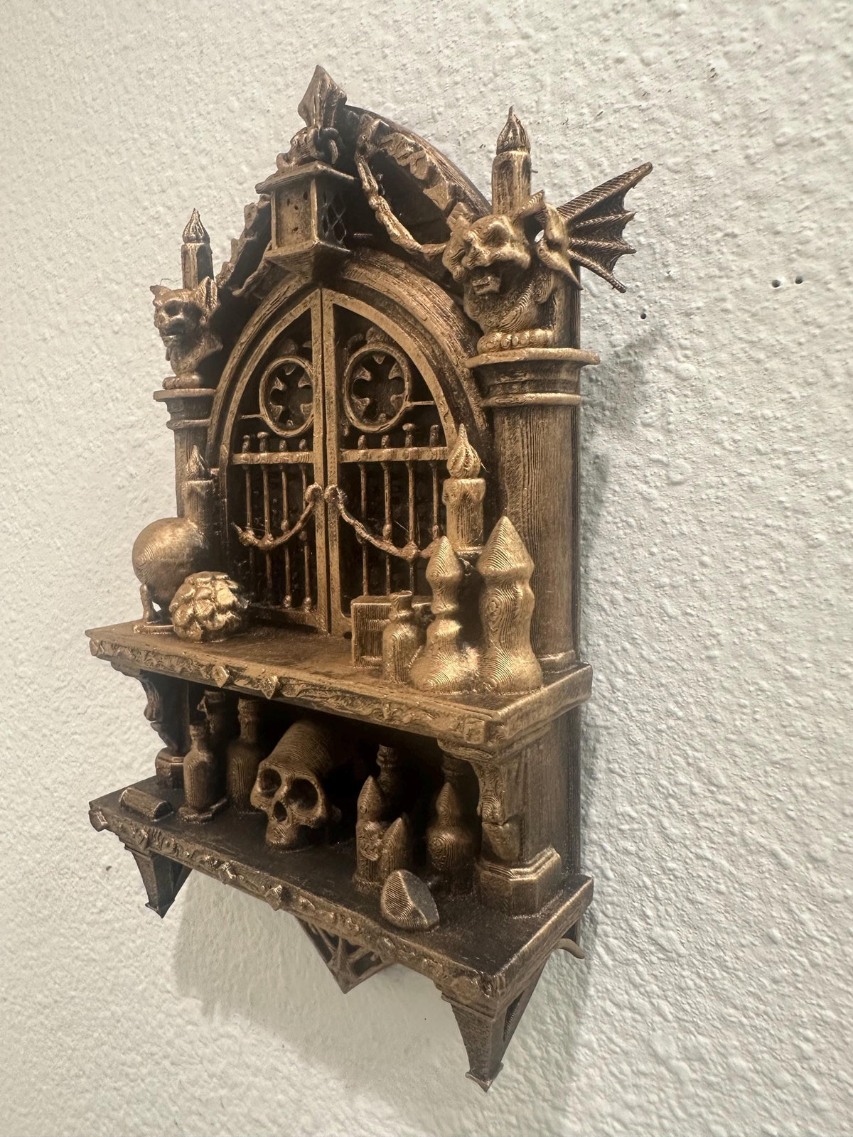 Gothic Cathedral Wall Shelf Skull Decor