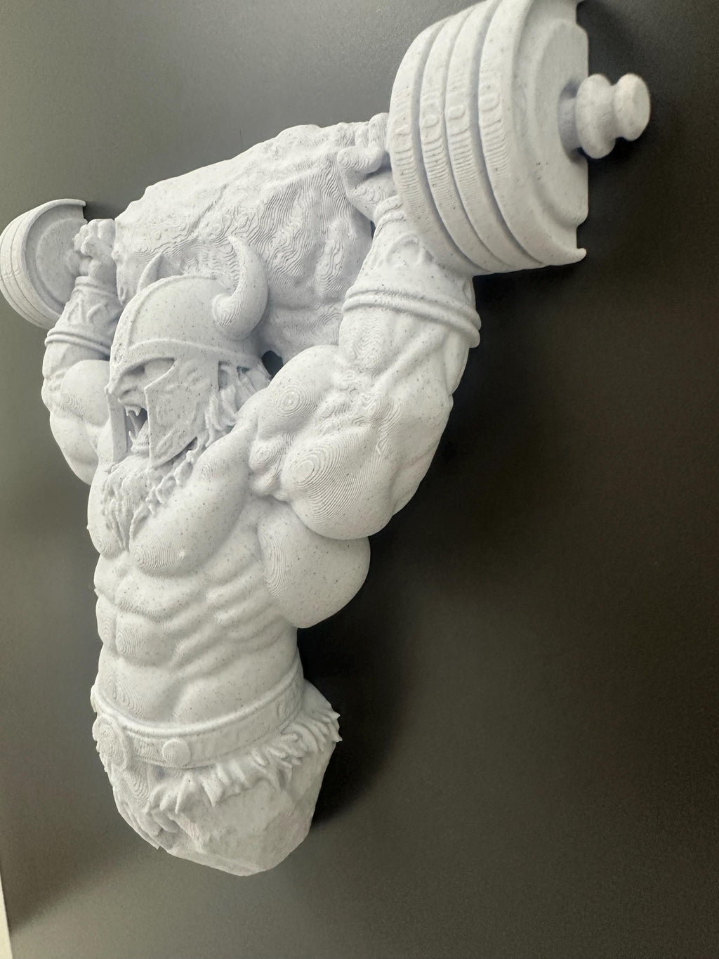 Viking Wall Decor Barbell Sculpture - Gym Wall Art - Norse Warrior Fitness Decor - Bodybuilding Wall Hanging - Weightlifting Gift