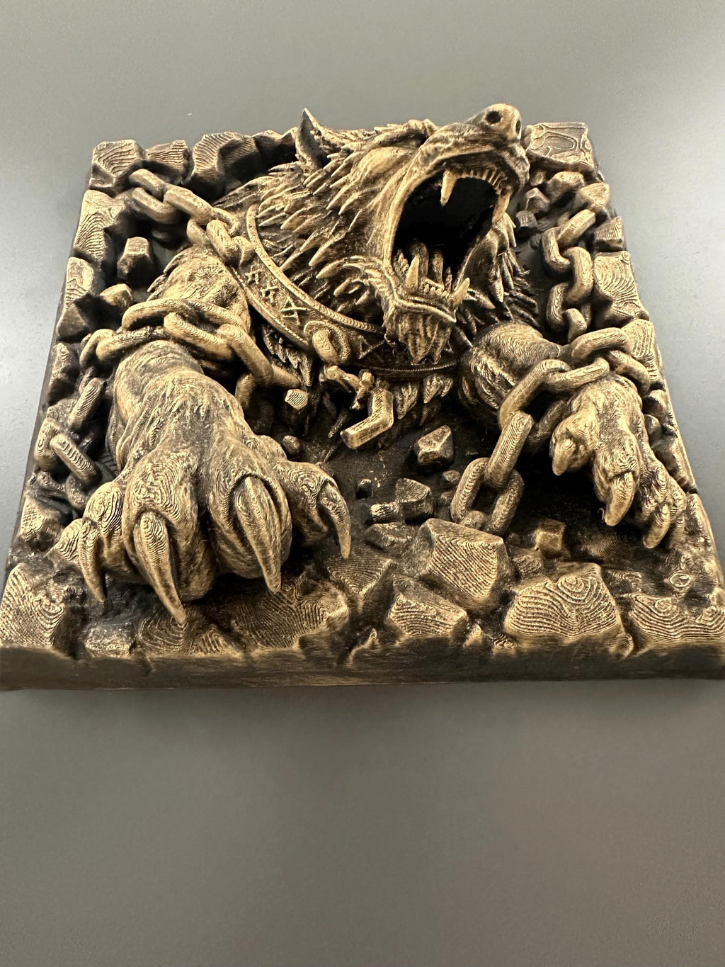 Fenrir Wolf Breaking Chains Wall Relief