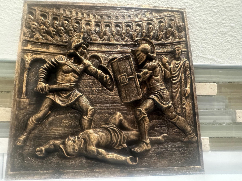 Gladiator Roman Colosseum 8” 3d Wall Art Plaque Home Decor Sculpture