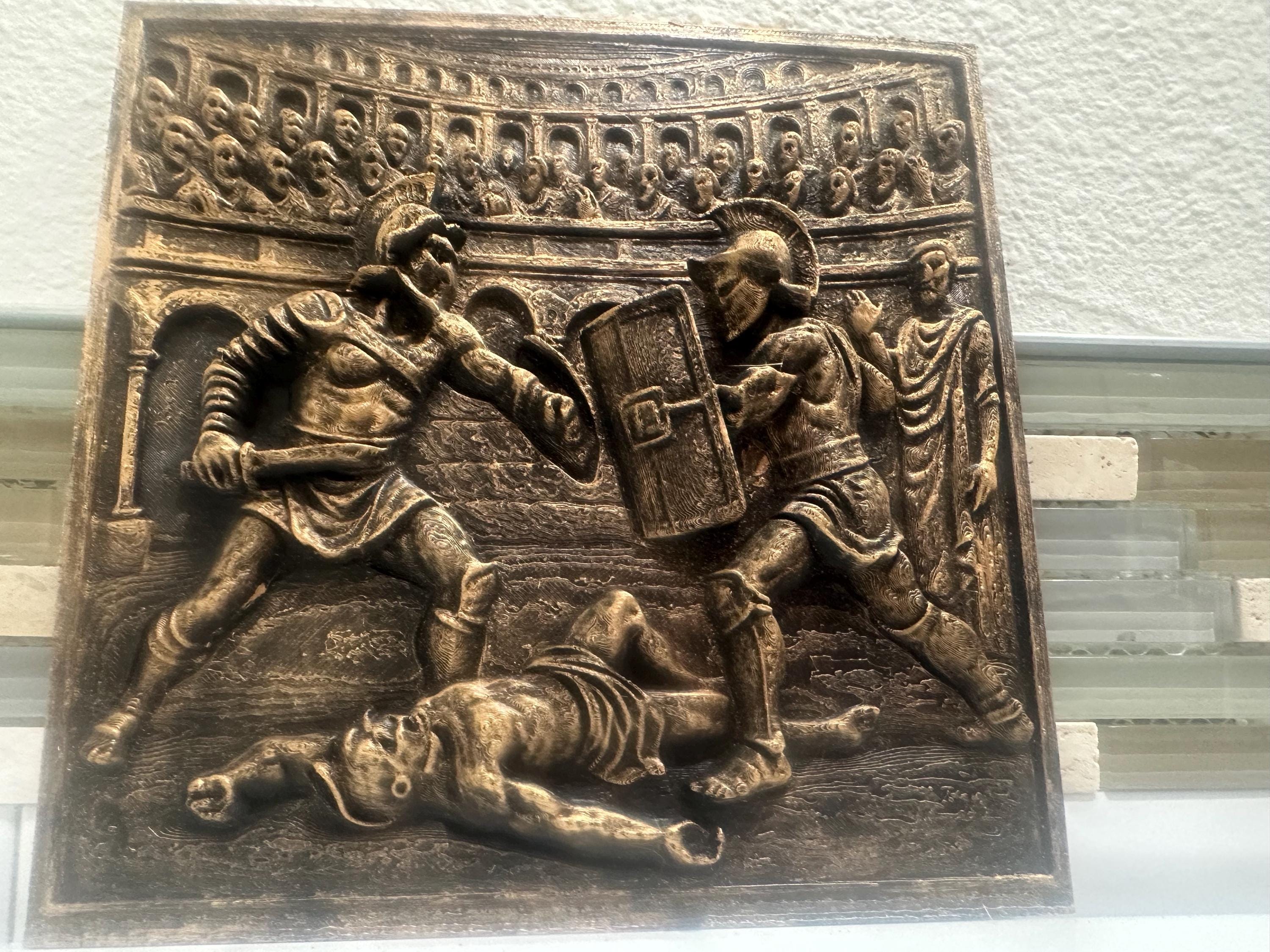 Gladiator Roman Colosseum 8” 3d Wall Art Plaque Home Decor Sculpture