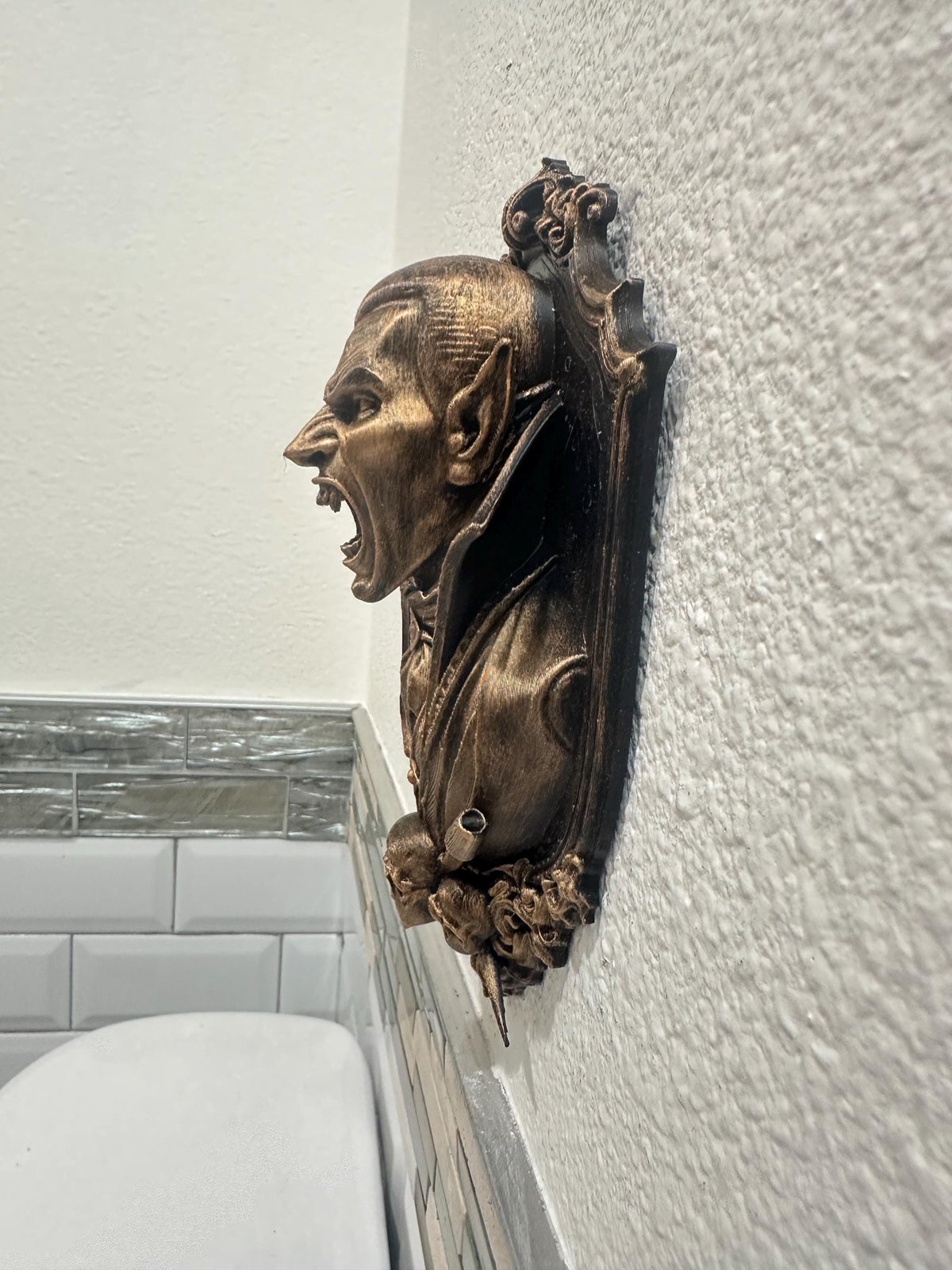 Gothic Vampire Head Wall Plaque