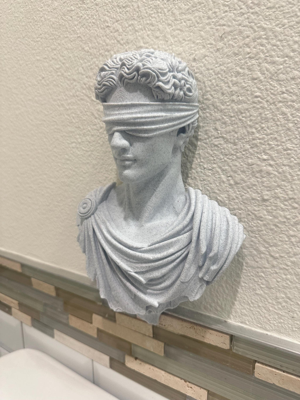Blindfolded Classical Statue Bust - Greek Roman Sculpture - Modern Art Decor - Mythology Home Accent - Unique Philosophy Art 9”