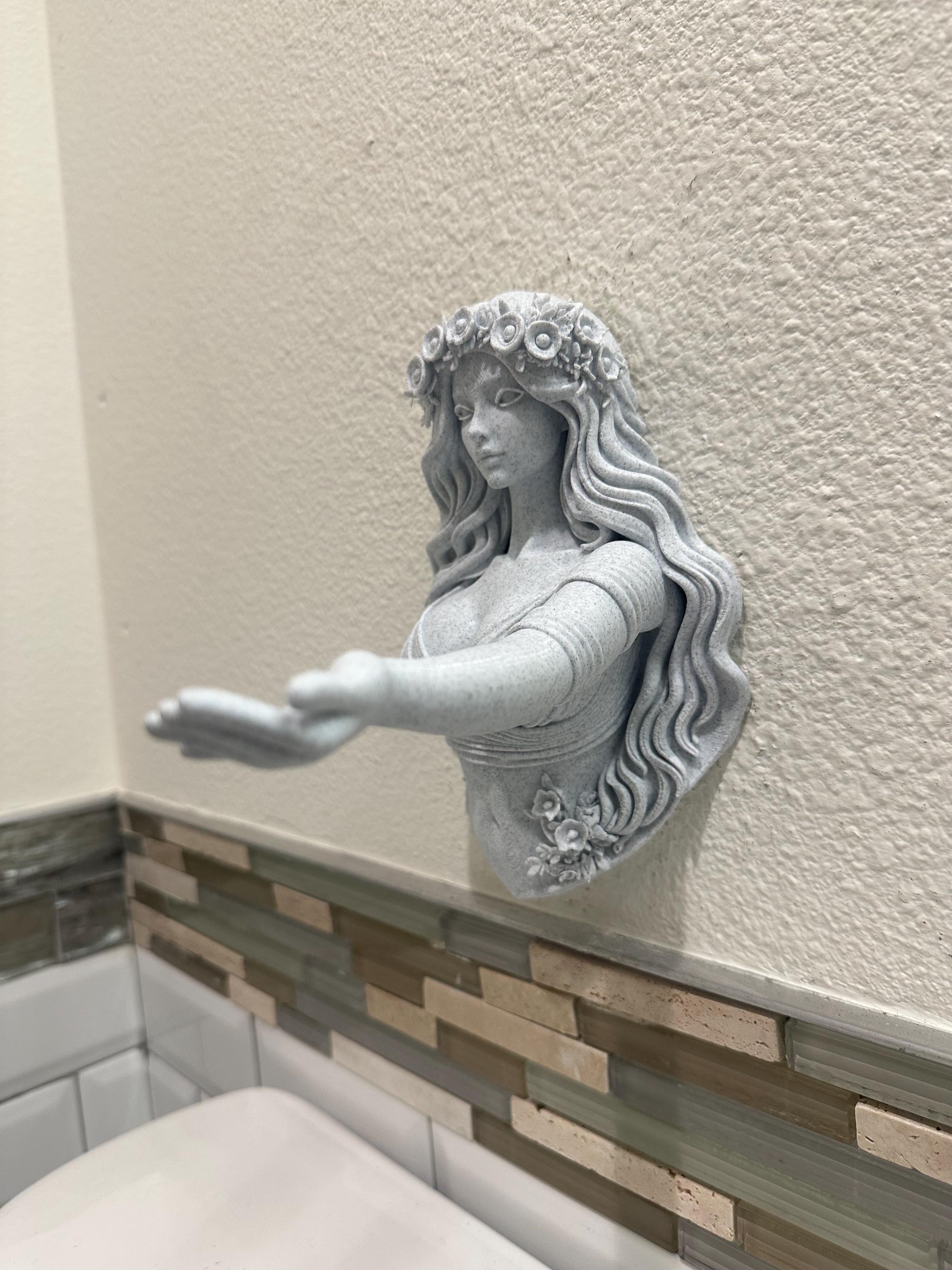 Persephone Greek Goddess Wall Hand Towel Holder Mount - Greek Mythology Bathroom Decor - Classical Roman Wall Sculpture - Hand Towel Hook 9”