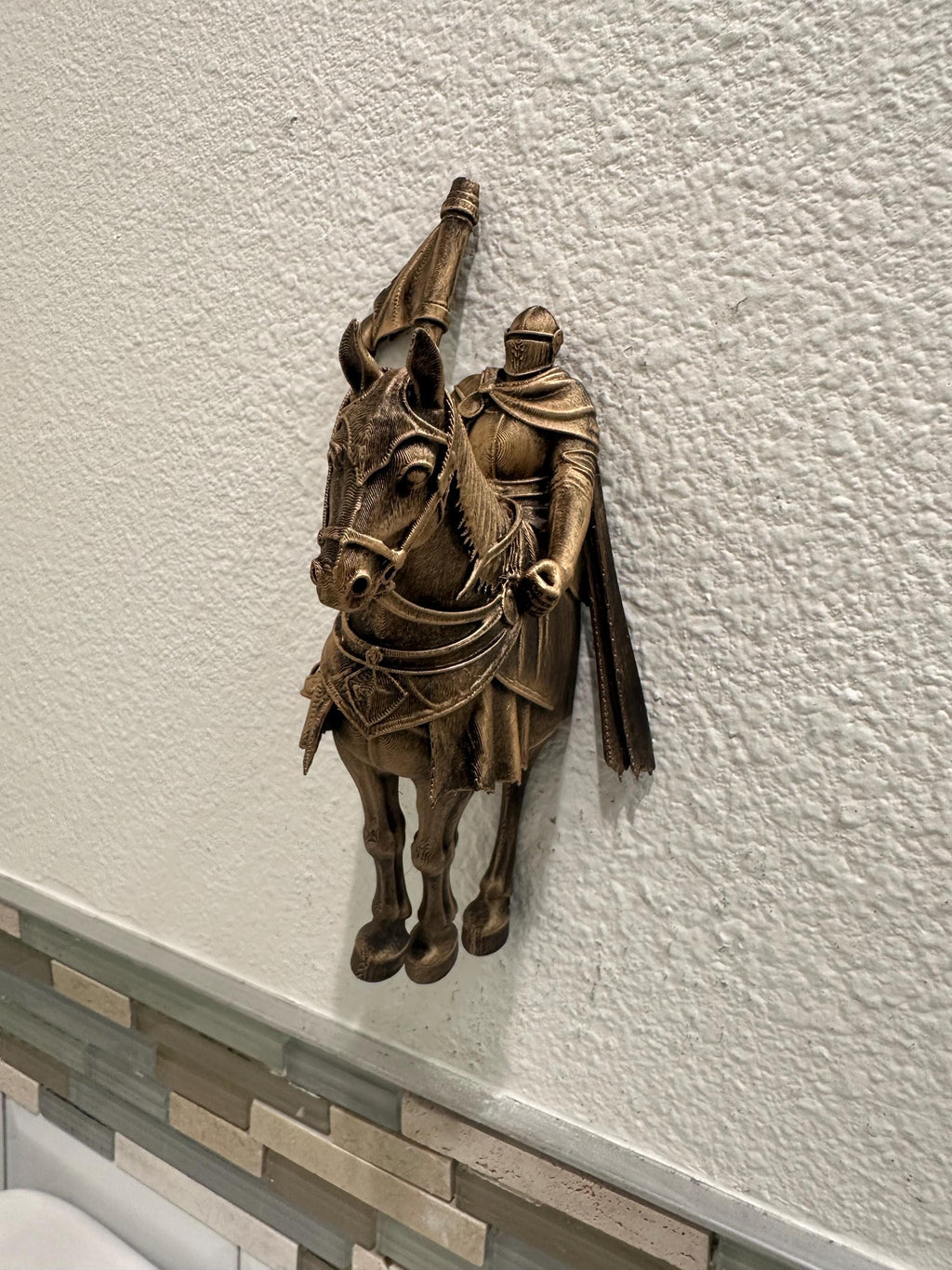 Medieval Knight on Horse Wall Sculpture