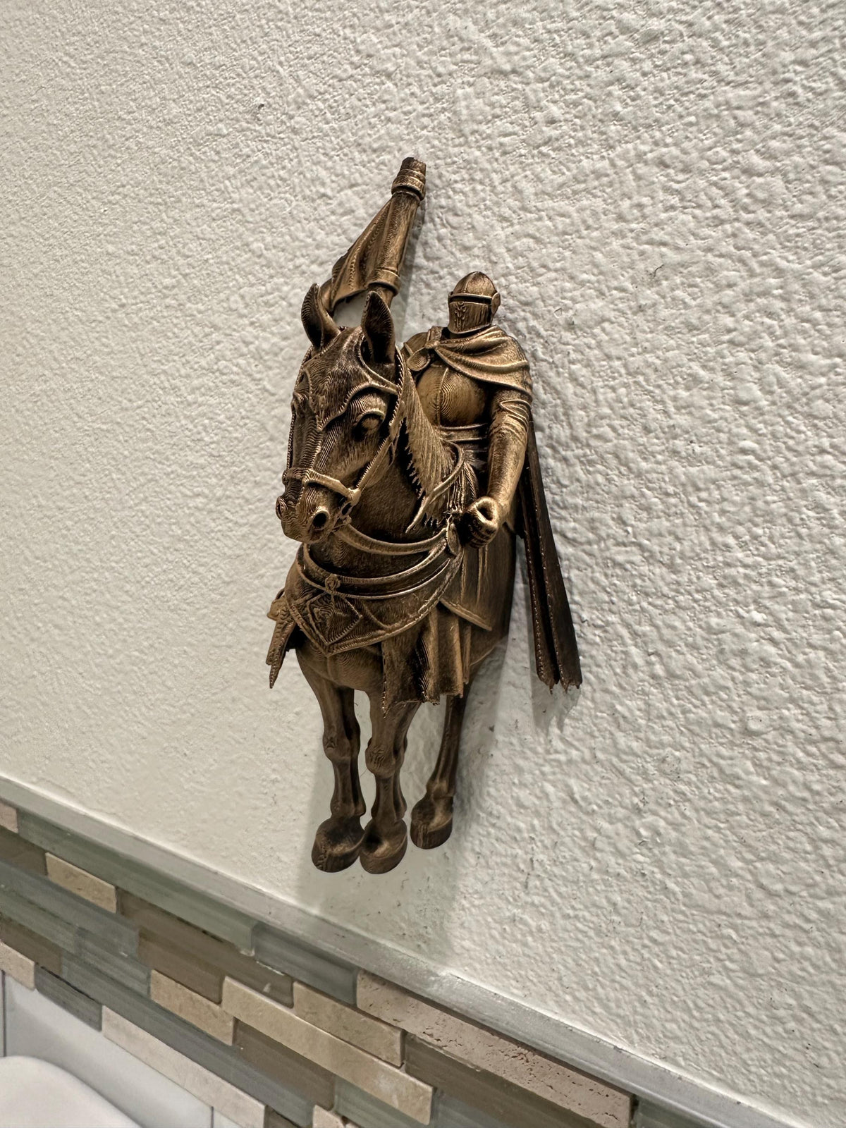 Medieval Knight on Horse Wall Sculpture
