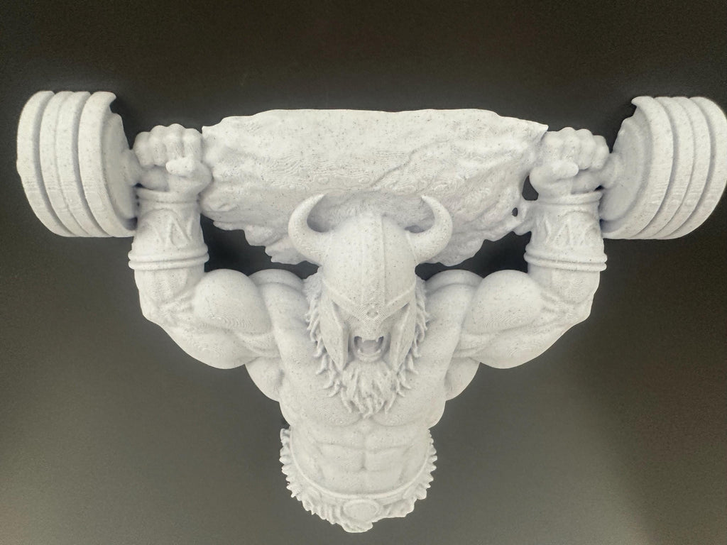 Viking Wall Decor Barbell Sculpture - Gym Wall Art - Norse Warrior Fitness Decor - Bodybuilding Wall Hanging - Weightlifting Gift